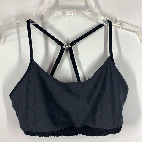 Ballys Women's Solid Adjustable Strap Back Hook Sports Bra Black Size Large - Picture 1 of 6
